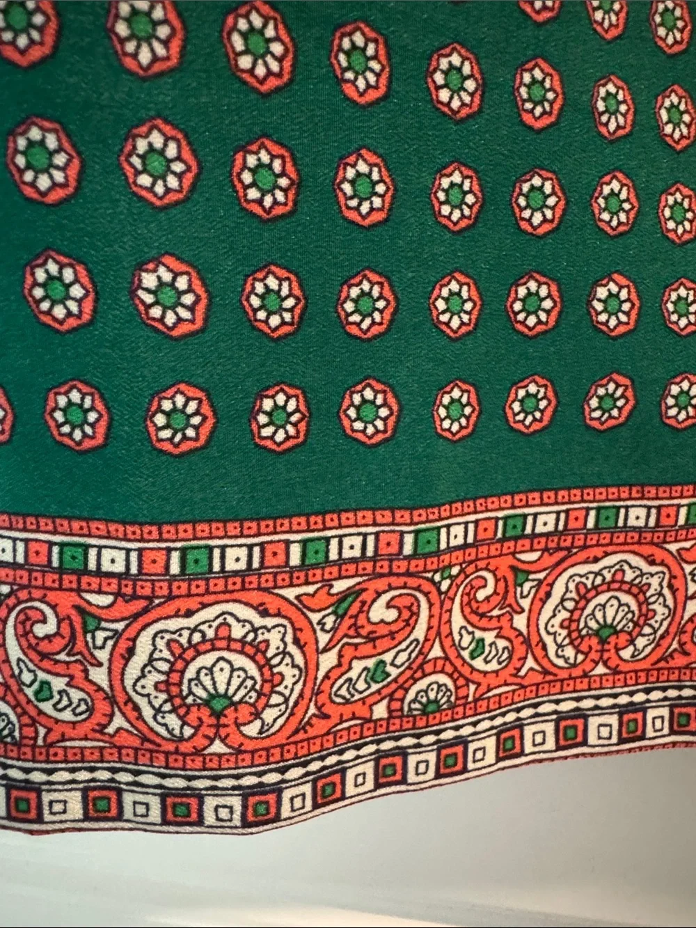 J. Crew Teal Green Printed Short Sleeve Shift Dress with Red Accent